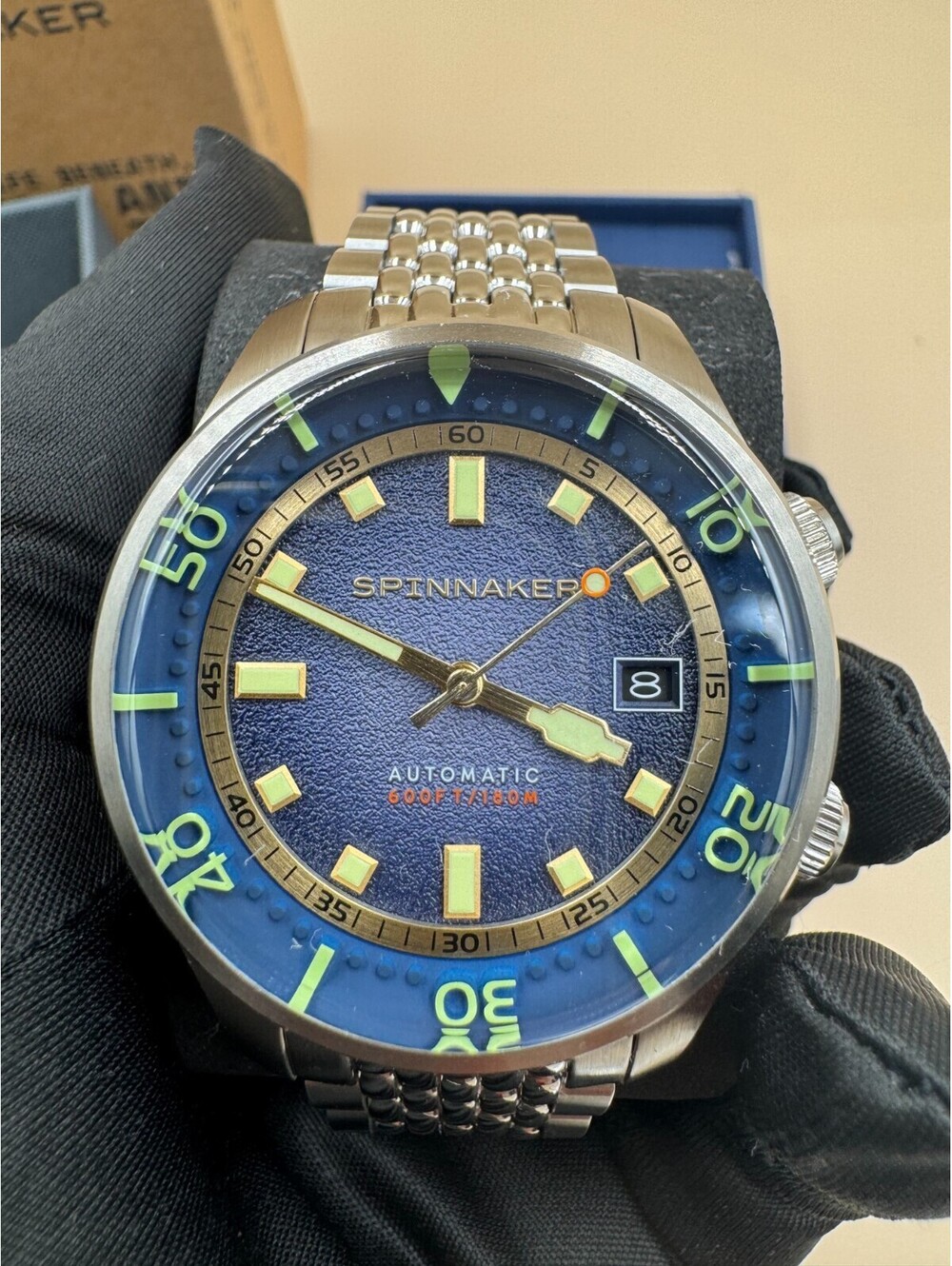 Spinnaker Bradner SP-5062-22 Pacific Blue Men's Automatic Dive Watch Box &Papers